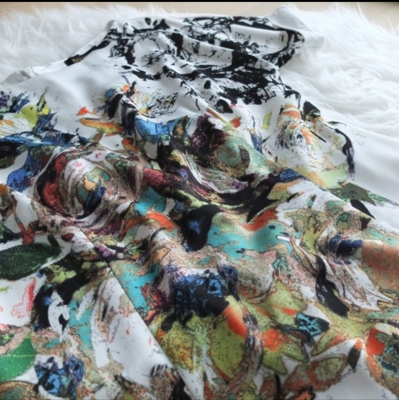 Abstract Print Soft Mini Dress - Picture 3 of 8